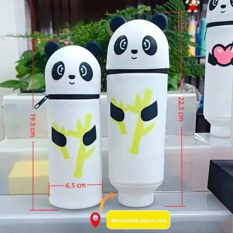 1PCS Kawaii Animals Silicone Telescoping Pencil Case Student Large Capacity Stationery… – Panda bambou – vue 7 | BubuKawaii