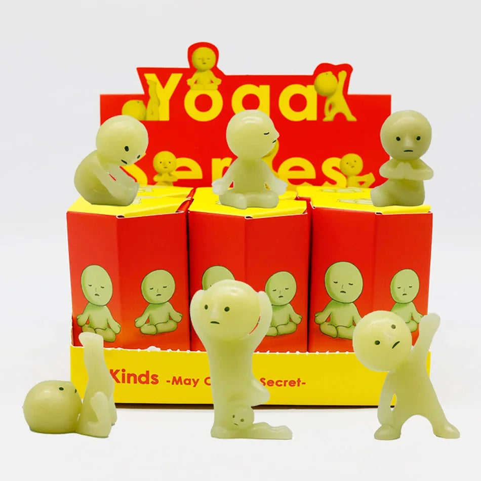 Yoga Room Series: Blind Box Figurine Surprise Gift Box with Multiple Luminous Green Dolls for Decorative Toy