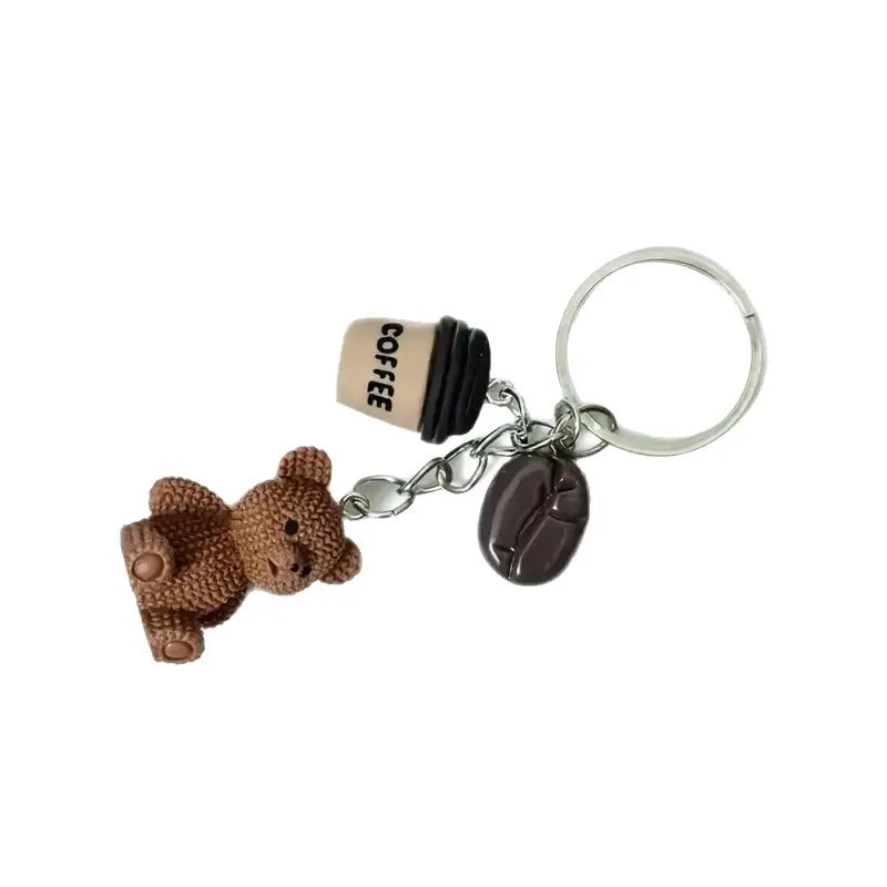 Teddy Bear Coffee Keychain Brown Resin Pendant with Metal Ring Closure Cute Gift for Coffee… – Coffee – vue 7 | BubuKawaii
