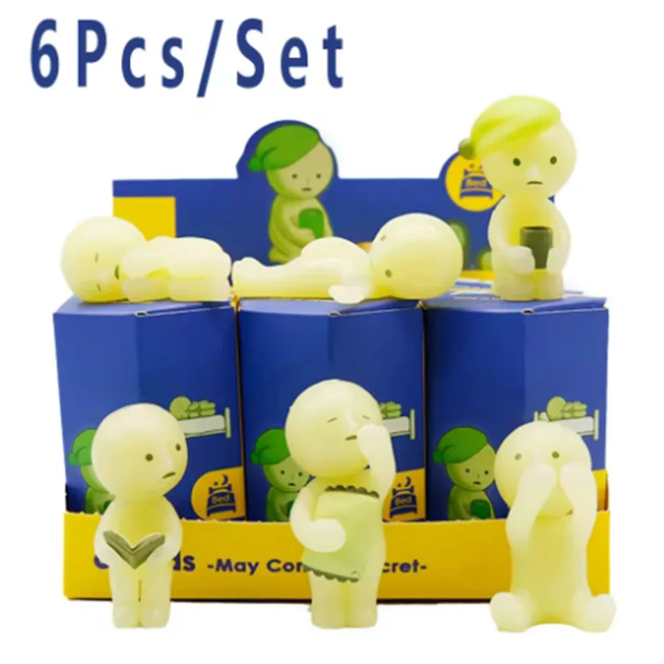 Yoga Room Series: Blind Box Figurine Surprise Gift Box with Multiple Luminous Green Dolls for Decorative Toy