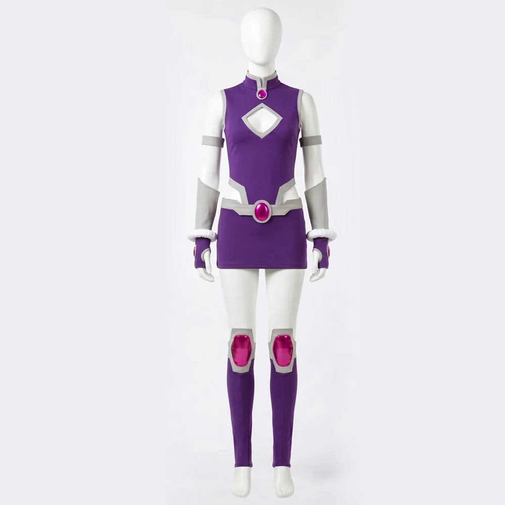 Movie Koriand'r Starfire Princess Cosplay Costume Women Purple Dress Stage Performance Uniform… – vue 5 | BubuKawaii