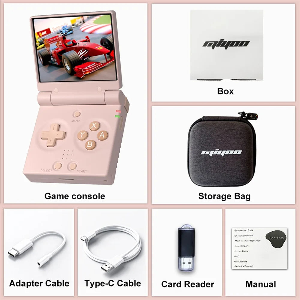 MIYOO Mini Flip Retro Handheld Game Console With New Hinge 2.8''IPS Screen Portable… – Rose 64G / 64G – vue 11 | BubuKawaii