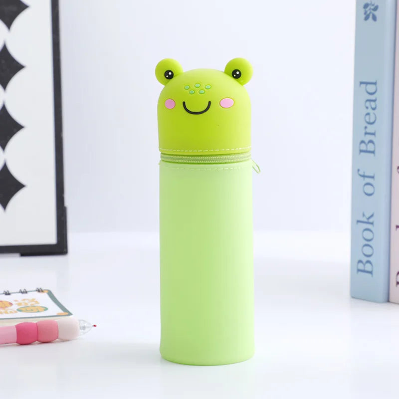 1PCS Kawaii Animals Silicone Telescoping Pencil Case Student Large Capacity… – Grenouille verte – vue 18 | BubuKawaii