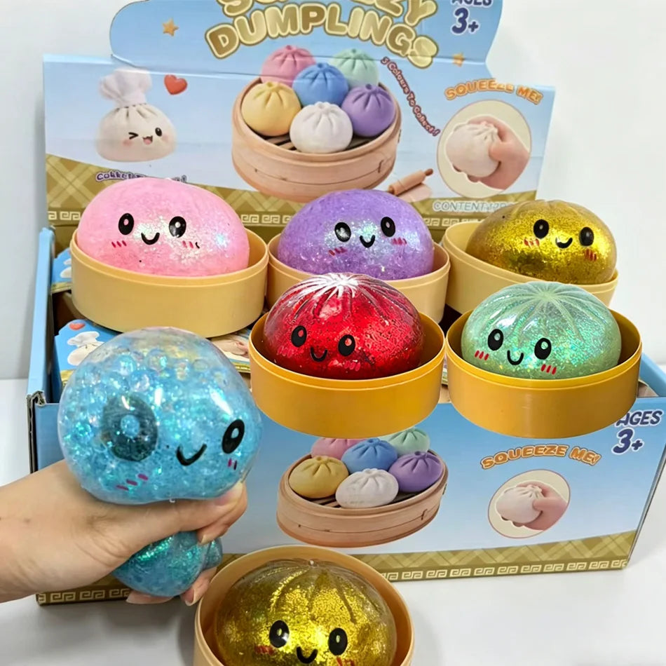 Glitter Dumpling Squishy Anti-Stress – Set of 1 to 12 Pieces