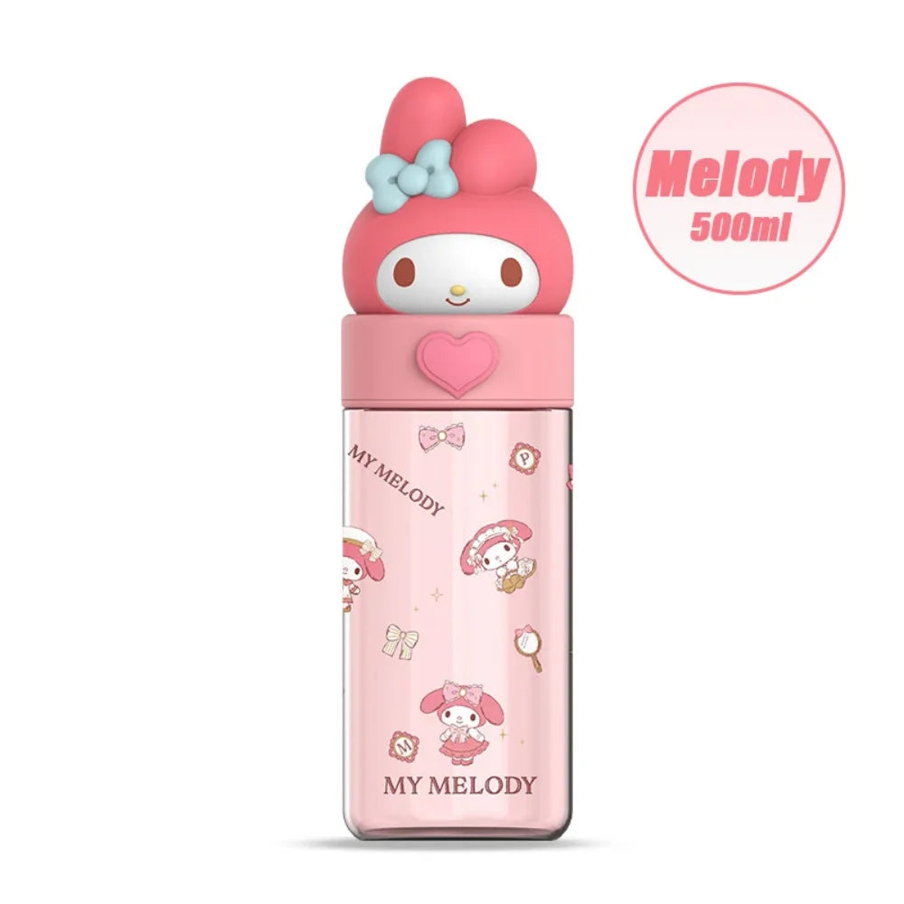 Kawaii Transparent Water Bottle 500ml – Hello Kitty & Friends