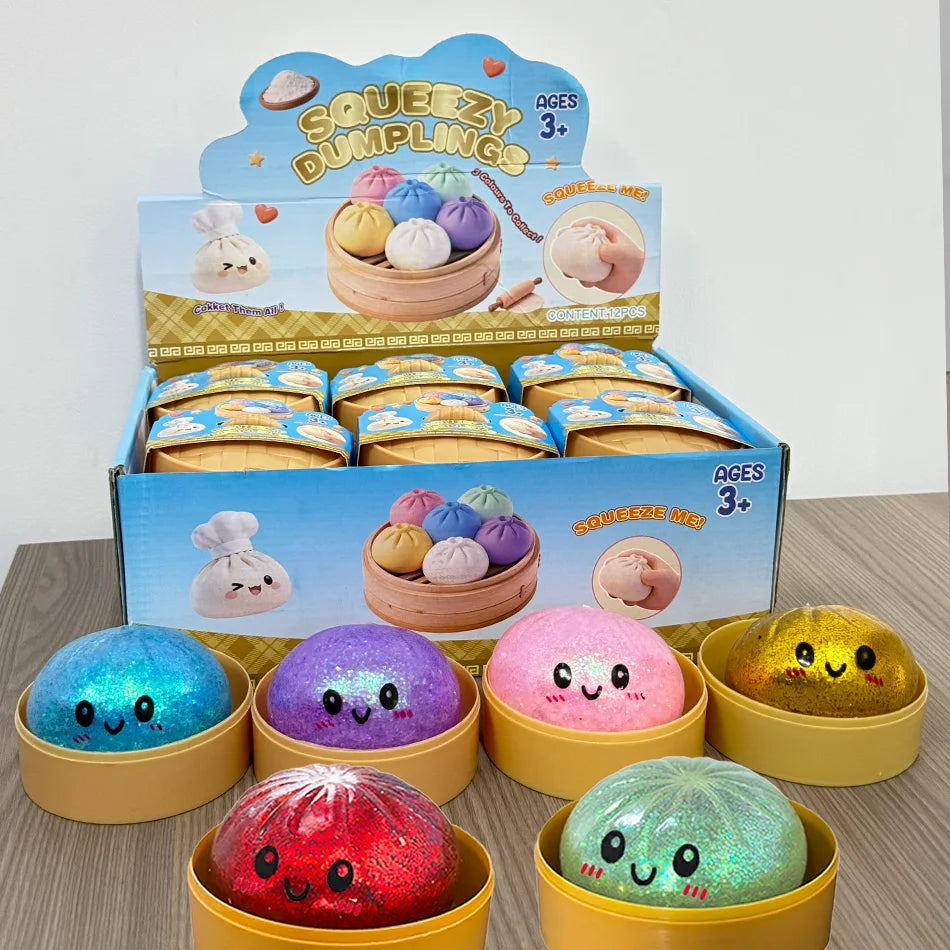 Glitter Dumpling Squishy Anti-Stress – Set of 1 to 12 Pieces