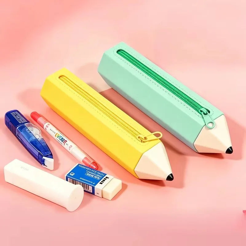 Kawaii Pencil-Shaped Silicone Pencil Case – Large Capacity