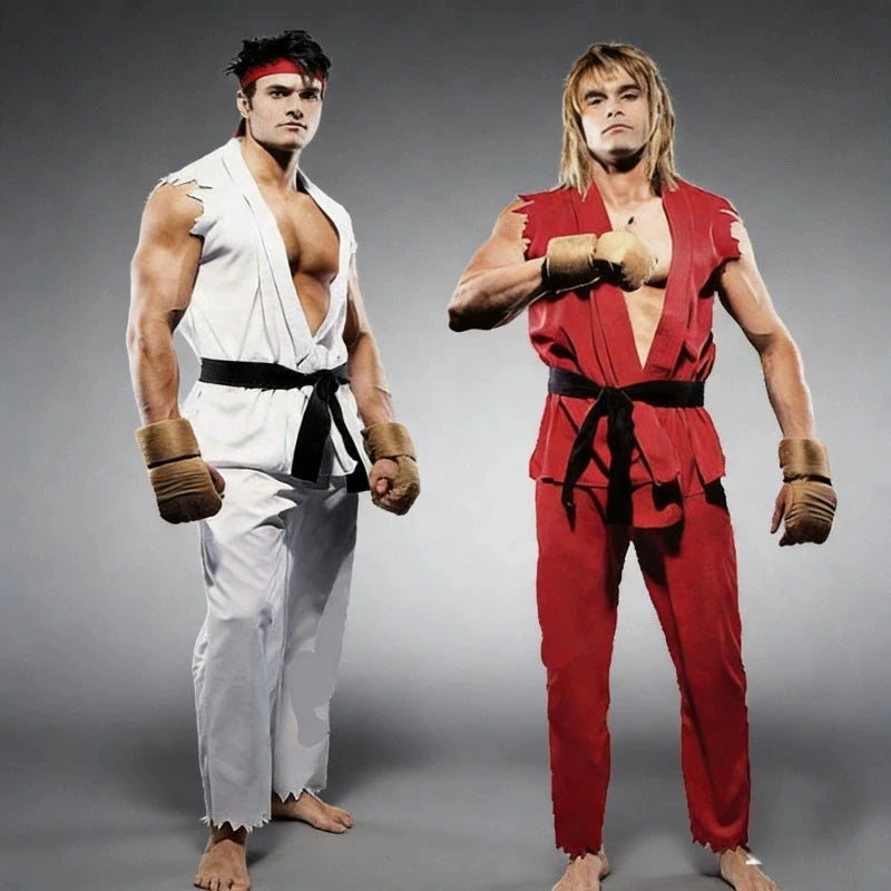 Game Ken Masters Ryu Cosplay Costume Adult Men Stage Performance Clothes Karate Uniform Halloween Carnival Outfits – vue 2