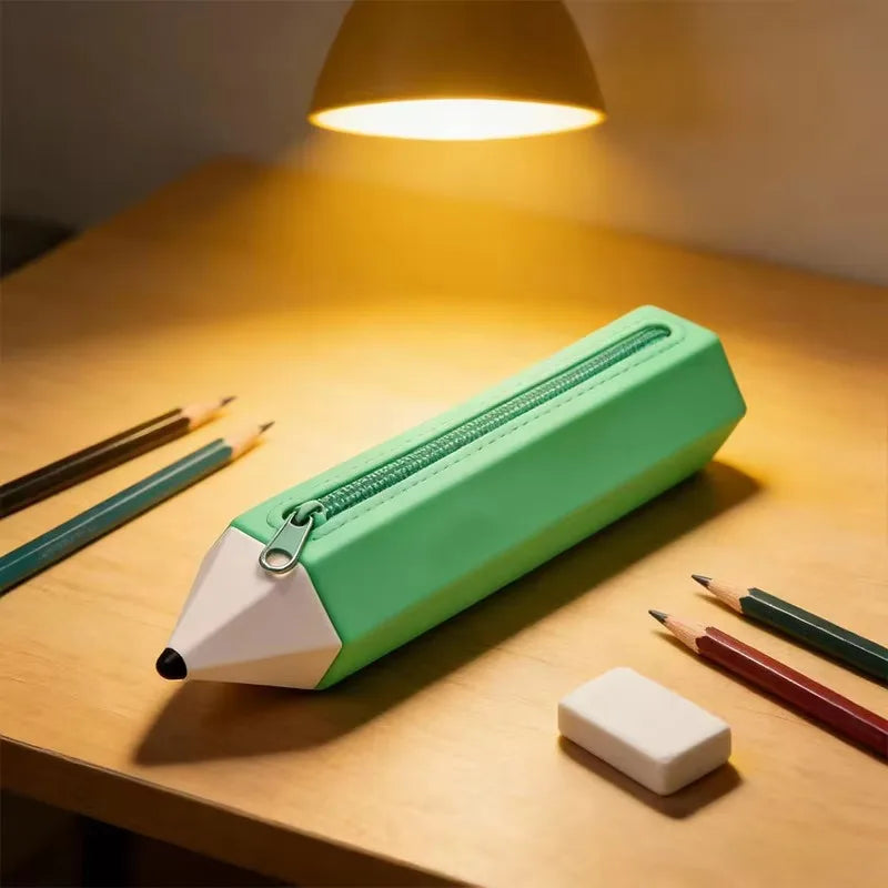 Kawaii Pencil-Shaped Silicone Pencil Case – Large Capacity