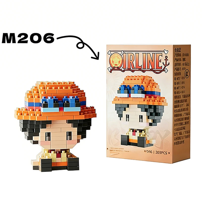 Mon Bubu Kawaii – Micro Blocs de Construction One Piece – Personnages Anime (Chopper, Zoro, Robin, Buggy)