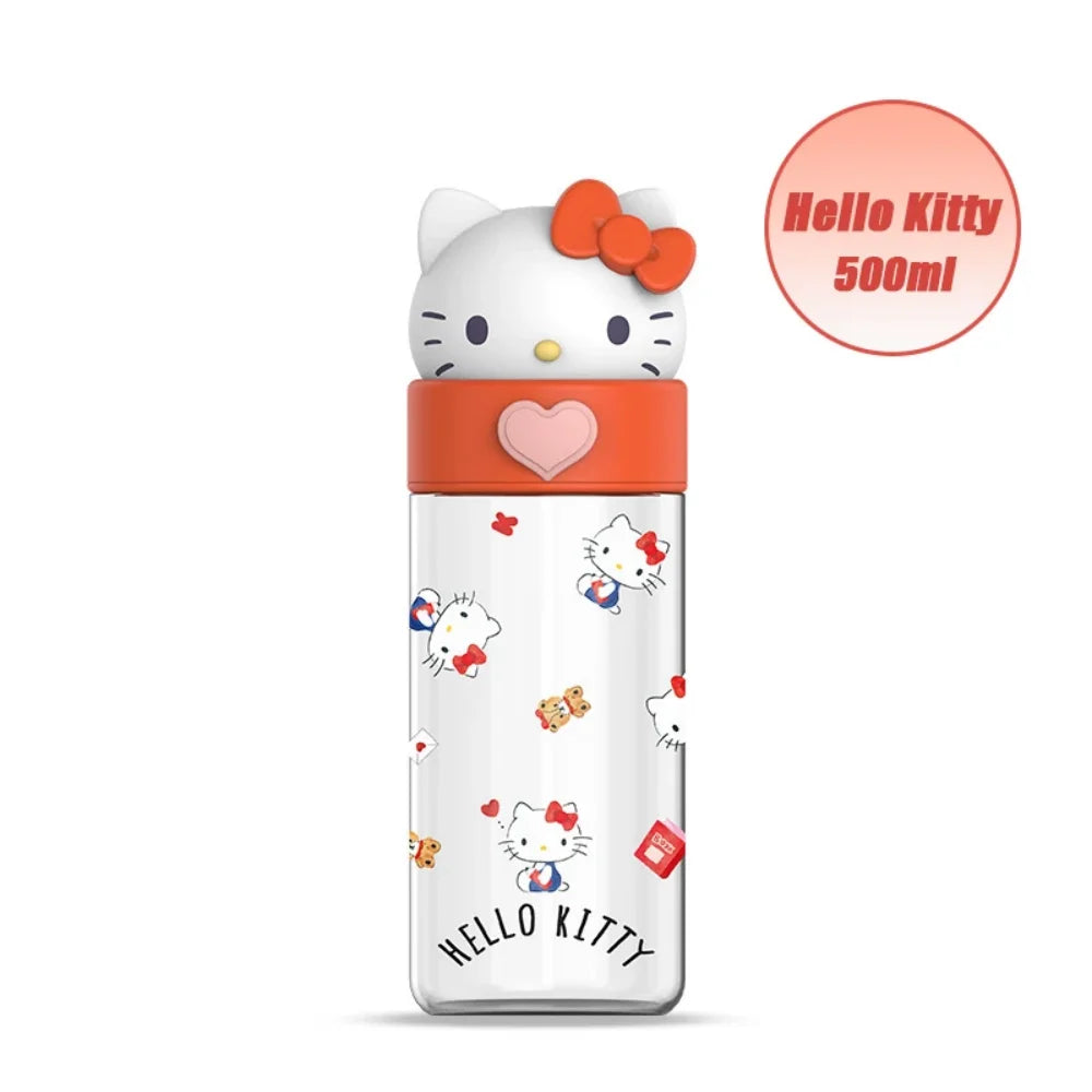 Kawaii Transparent Water Bottle 500ml – Hello Kitty & Friends