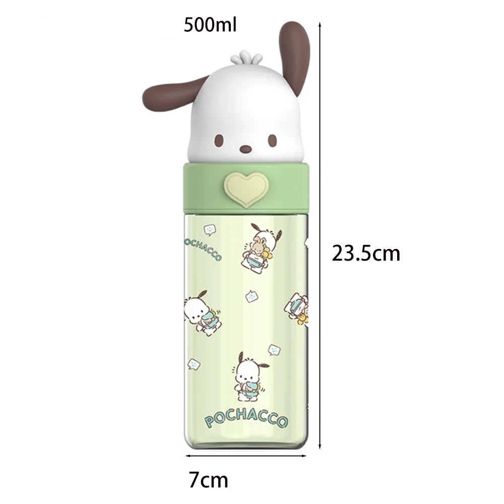 Kawaii Transparent Water Bottle 500ml – Hello Kitty & Friends