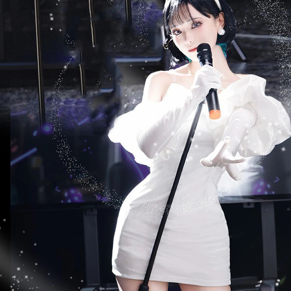 Anime Alien Stage Sua Cosplay Dress Costume Women White Bodycon Skirt Stage Uniform Halloween Carnival Clothes – vue 4