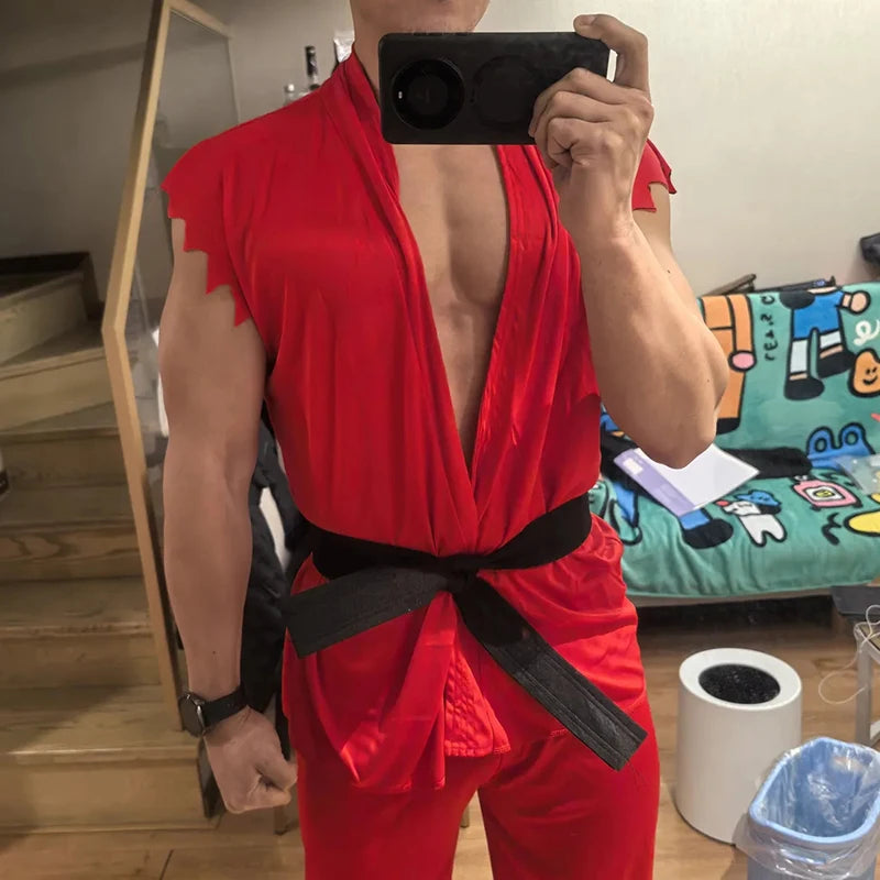 Game Ken Masters Ryu Cosplay Costume Adult Men Stage Performance Clothes Karate Uniform Halloween Carnival Outfits