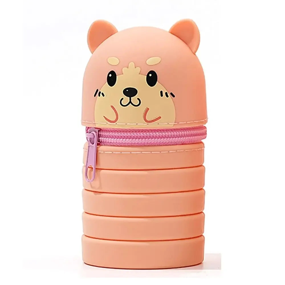 Cartoon Animal Foldable Silicone Pencil Case Flexible Desk Organizer Stationery… – Chien pliable – vue 13 | BubuKawaii