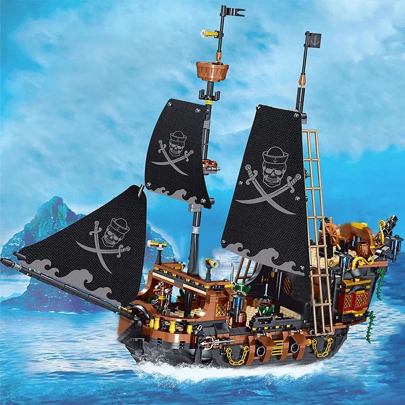 Bateau pirate en briques à construire – 30 cm – vue 2 | BubuKawaii