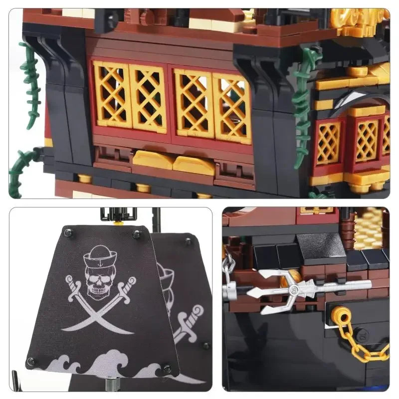 Bateau pirate en briques à construire – 30 cm – vue 5 | BubuKawaii