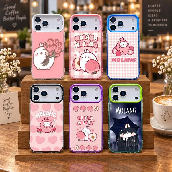 Coque iPhone Molang – Cadre coloré, protection caméra | BubuKawaii