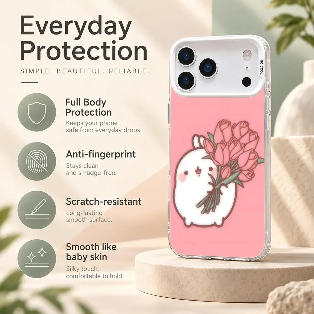 Coque iPhone Molang – Cadre coloré, protection caméra – vue 4 | BubuKawaii