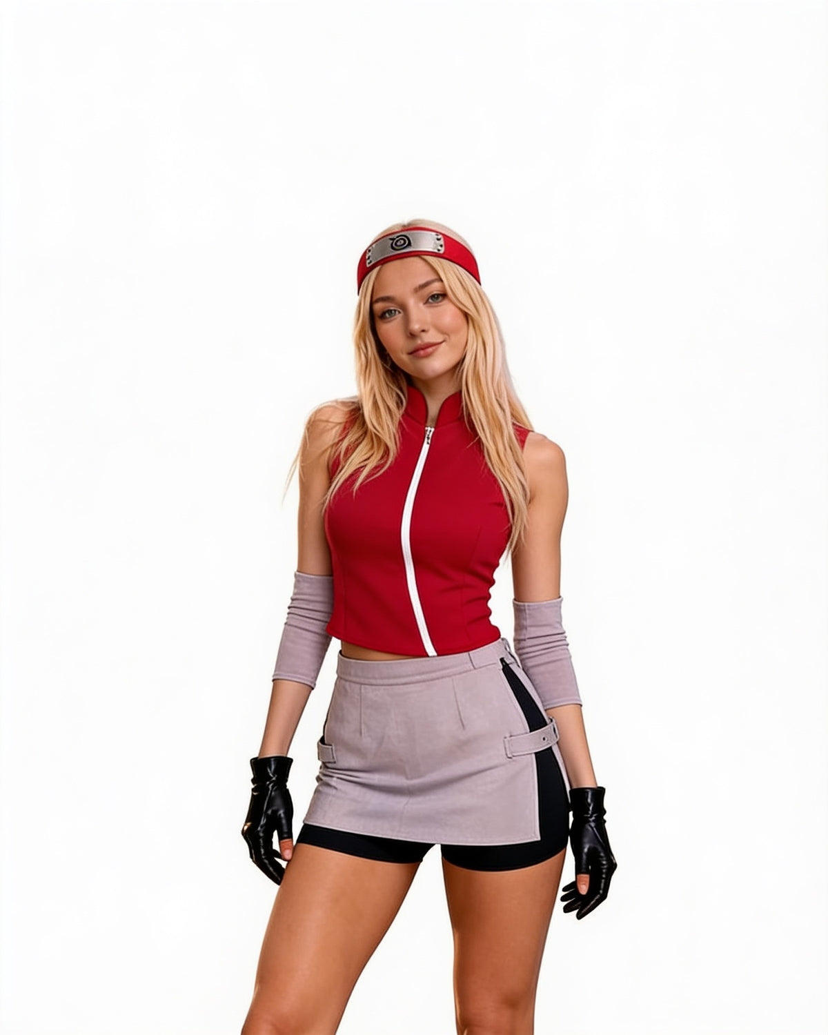 Costume Sakura – Haut, short, gant et sacoche – porté