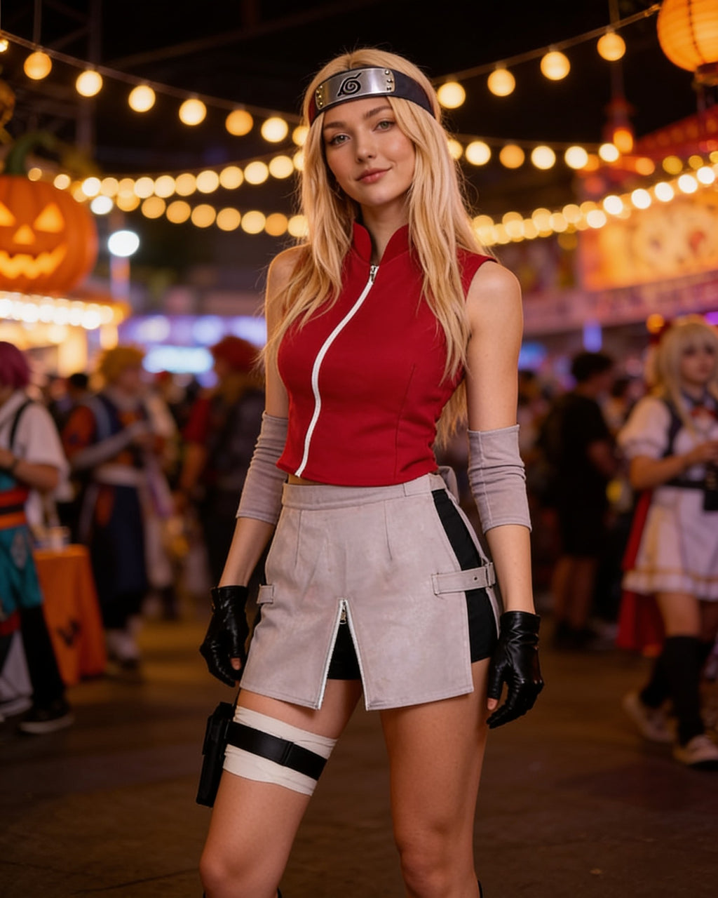 Costume Sakura – Haut, short, gant et sacoche – en convention