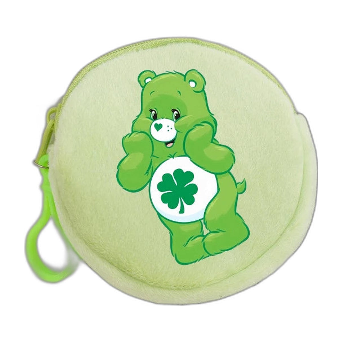Packshot – porte-monnaie rond en peluche Bisounours (Care Bears), vert Grosveinard