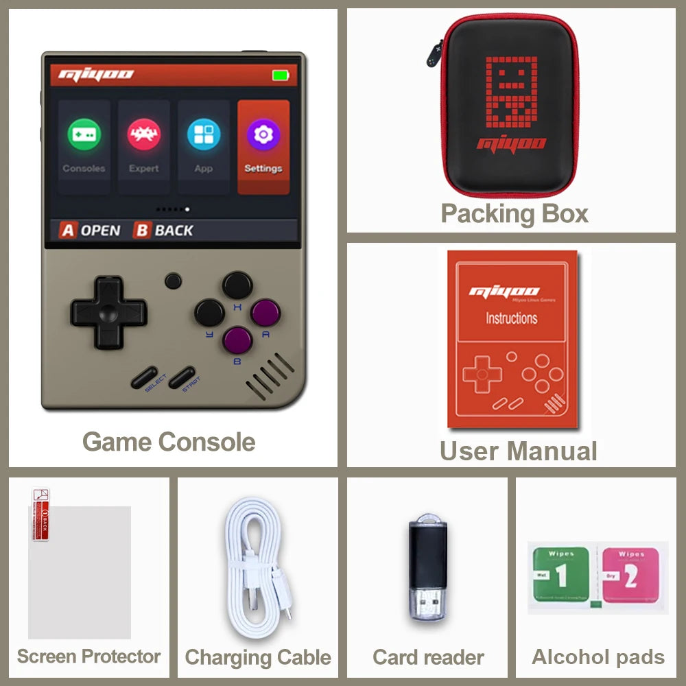 MIYOO Mini Plus Retro Handheld Game Console 3.5'IPS HD Screen Mini+ Portable Players… – Grey 64G – vue 10 | BubuKawaii