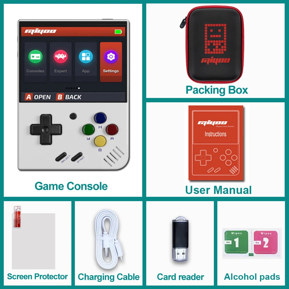 MIYOO Mini Plus Retro Handheld Game Console 3.5'IPS HD Screen Mini+ Portable Players… – White 64G – vue 7 | BubuKawaii