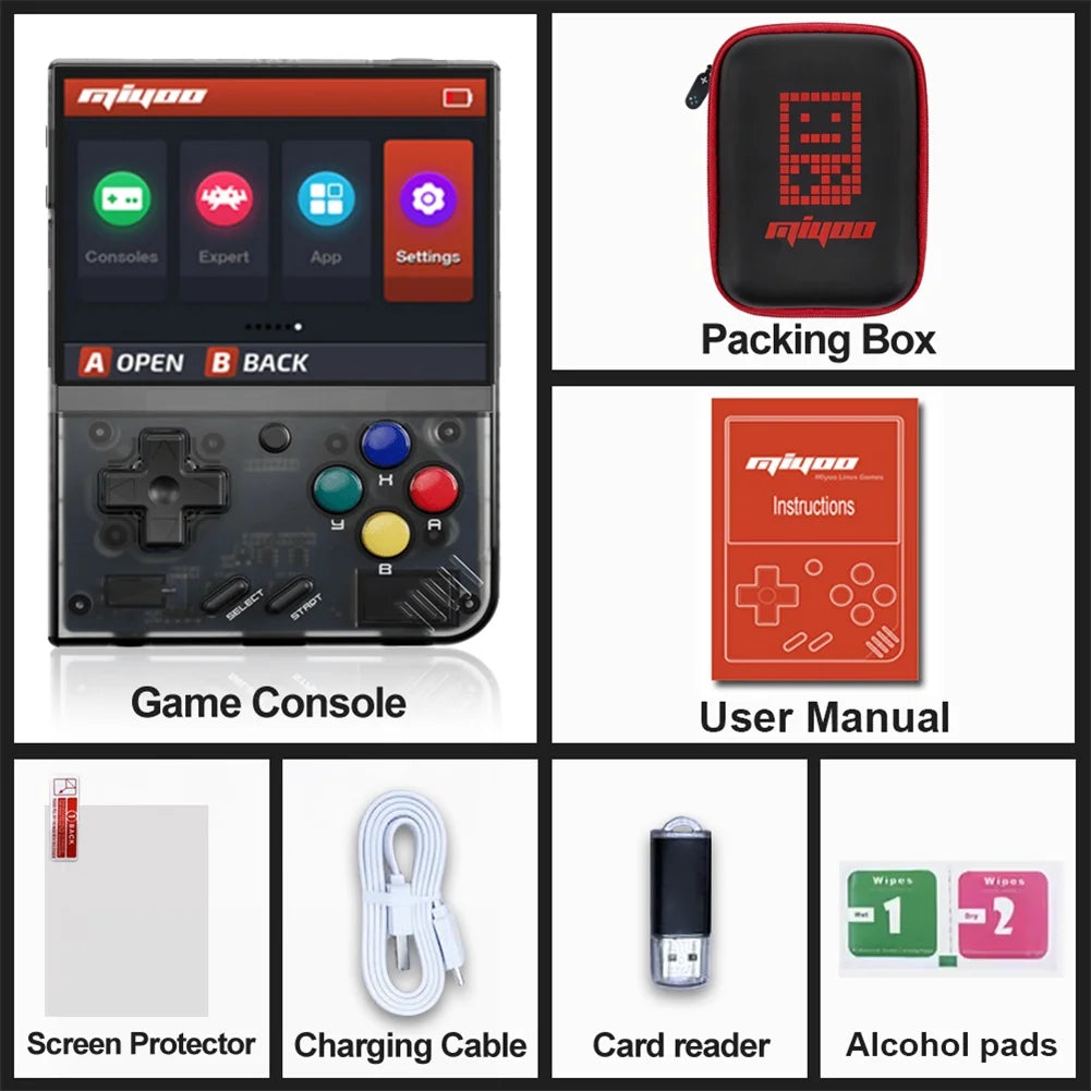 MIYOO Mini Plus Retro Handheld Game Console 3.5'IPS HD Screen Mini+ Portable Players… – Black T 64G – vue 9 | BubuKawaii