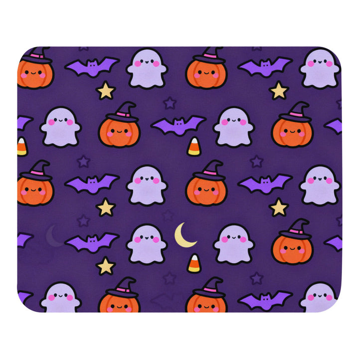 Tapis de souris Halloween Kawaii – Motif citrouilles & fantômes