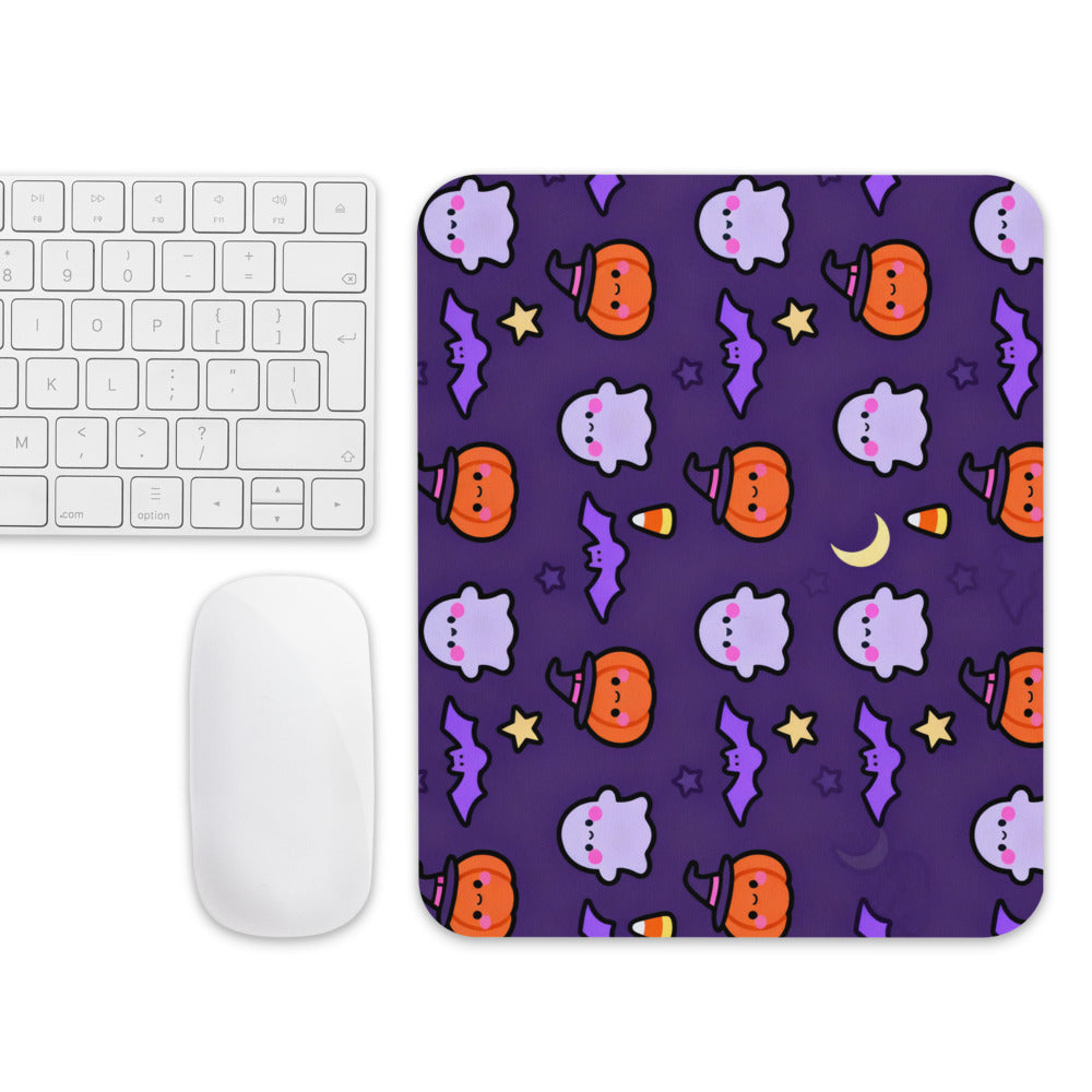 Tapis de souris Halloween Kawaii – Citrouilles & fantômes