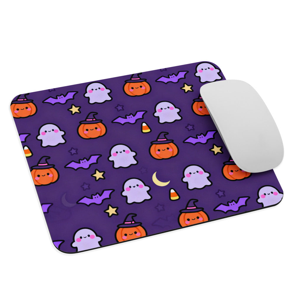 Tapis de souris Halloween Kawaii – Citrouilles & fantômes