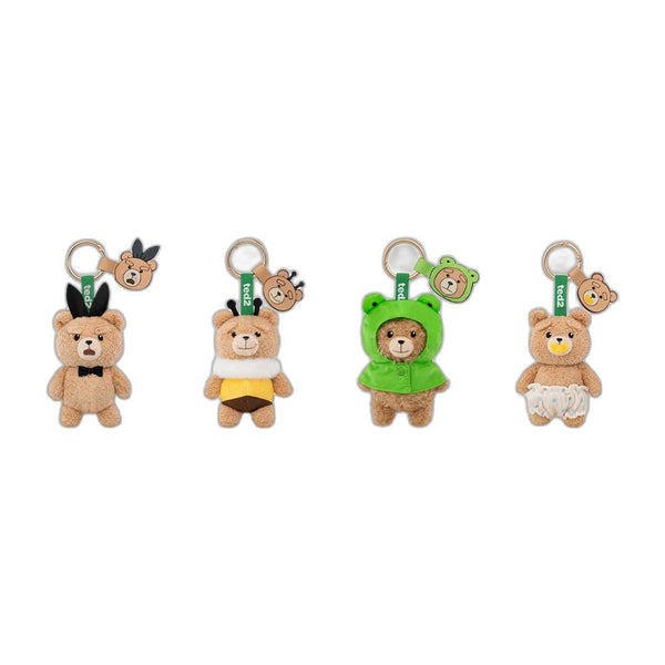 Packshot – les 8 pendentifs Baby Ted de la série Pop Mart