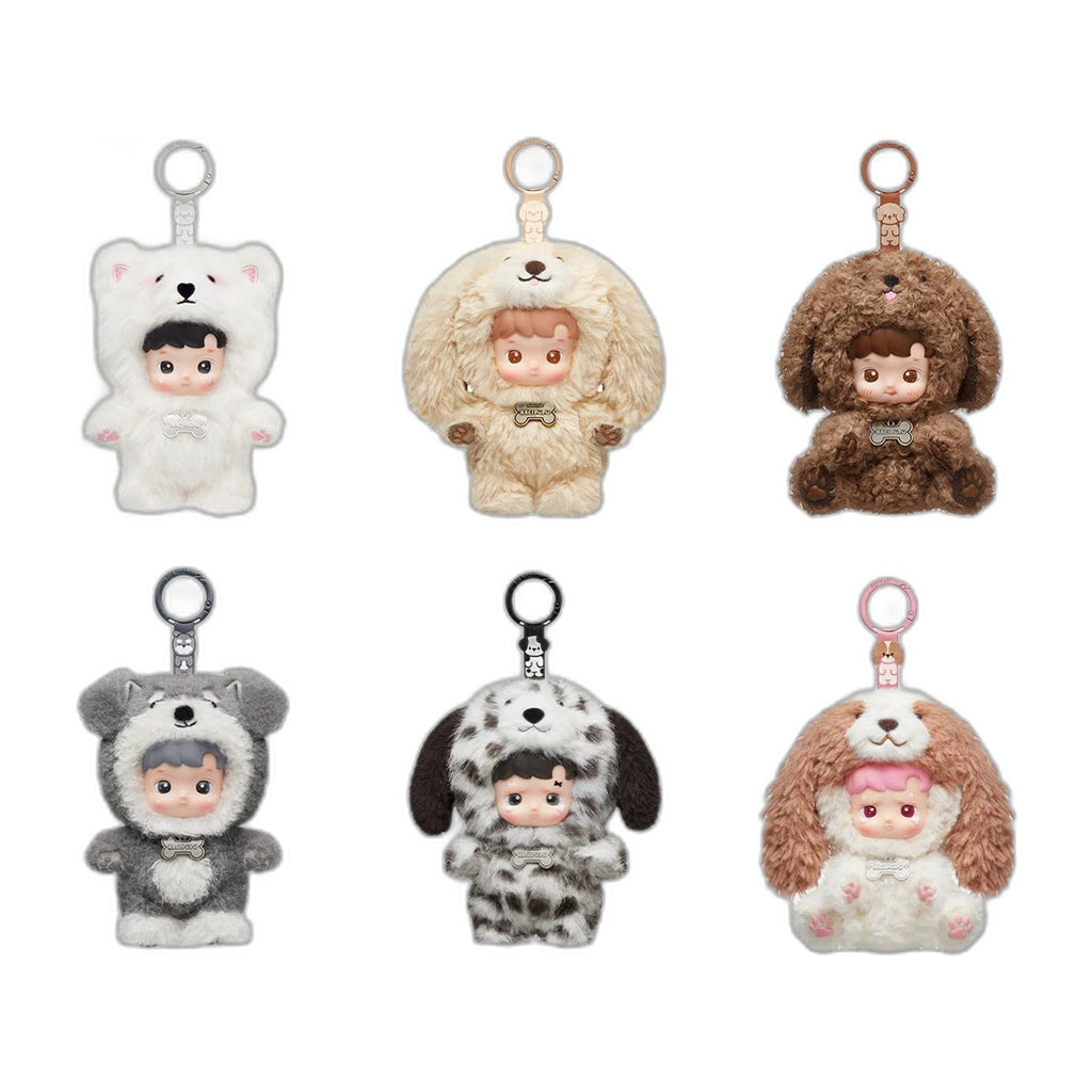 Packshot – les 6 pendentifs en peluche de la série Hacipupu Take Me Home