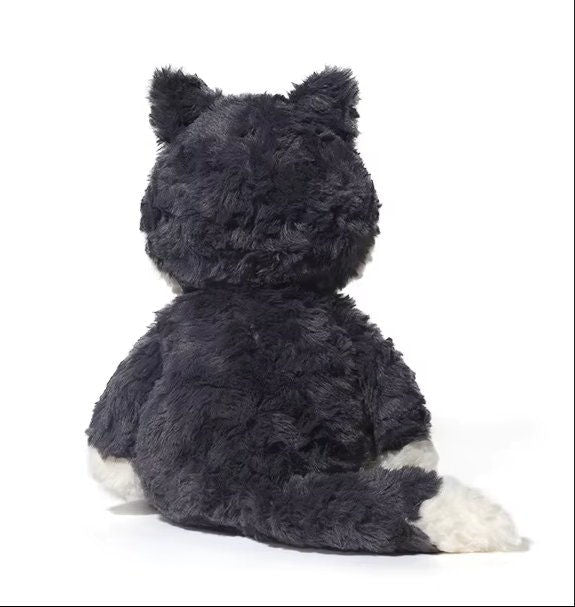 Peluche loup gris kawaii 40cm vue de dos — qualité coutures | MBK