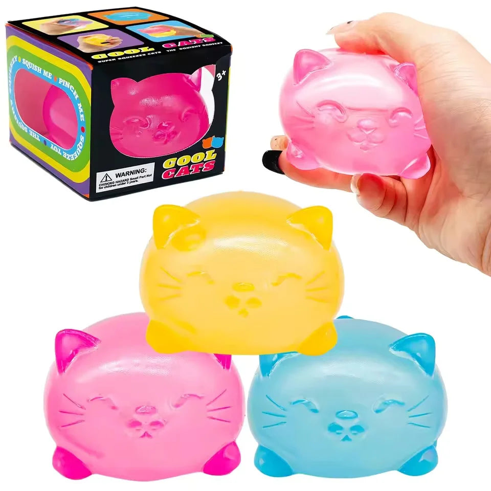 Squishy chat translucide – Jouet anti-stress 7 cm – vue 2 | BubuKawaii