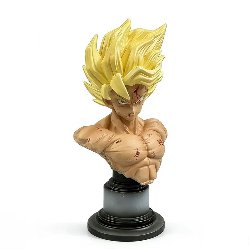 Statue Goku Super Saiyan – Base LED, têtes interchangeables – vue 7 | BubuKawaii