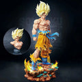 Statue Goku Super Saiyan – Base LED, têtes interchangeables – vue 8 | BubuKawaii