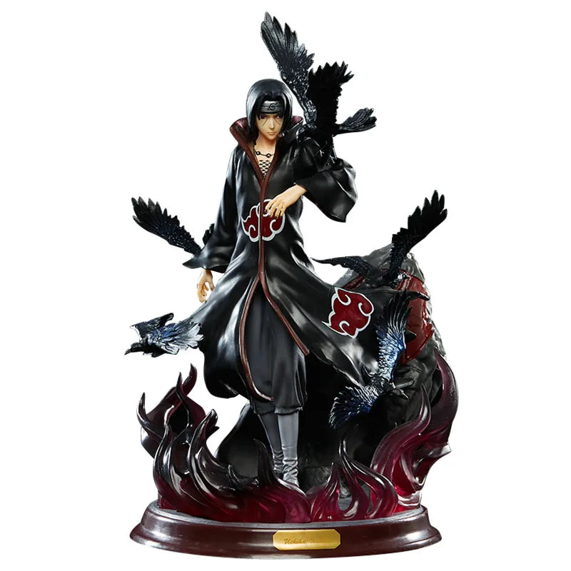 Statue Itachi Uchiha – 28 cm, corbeaux et flammes – vue 2 | BubuKawaii