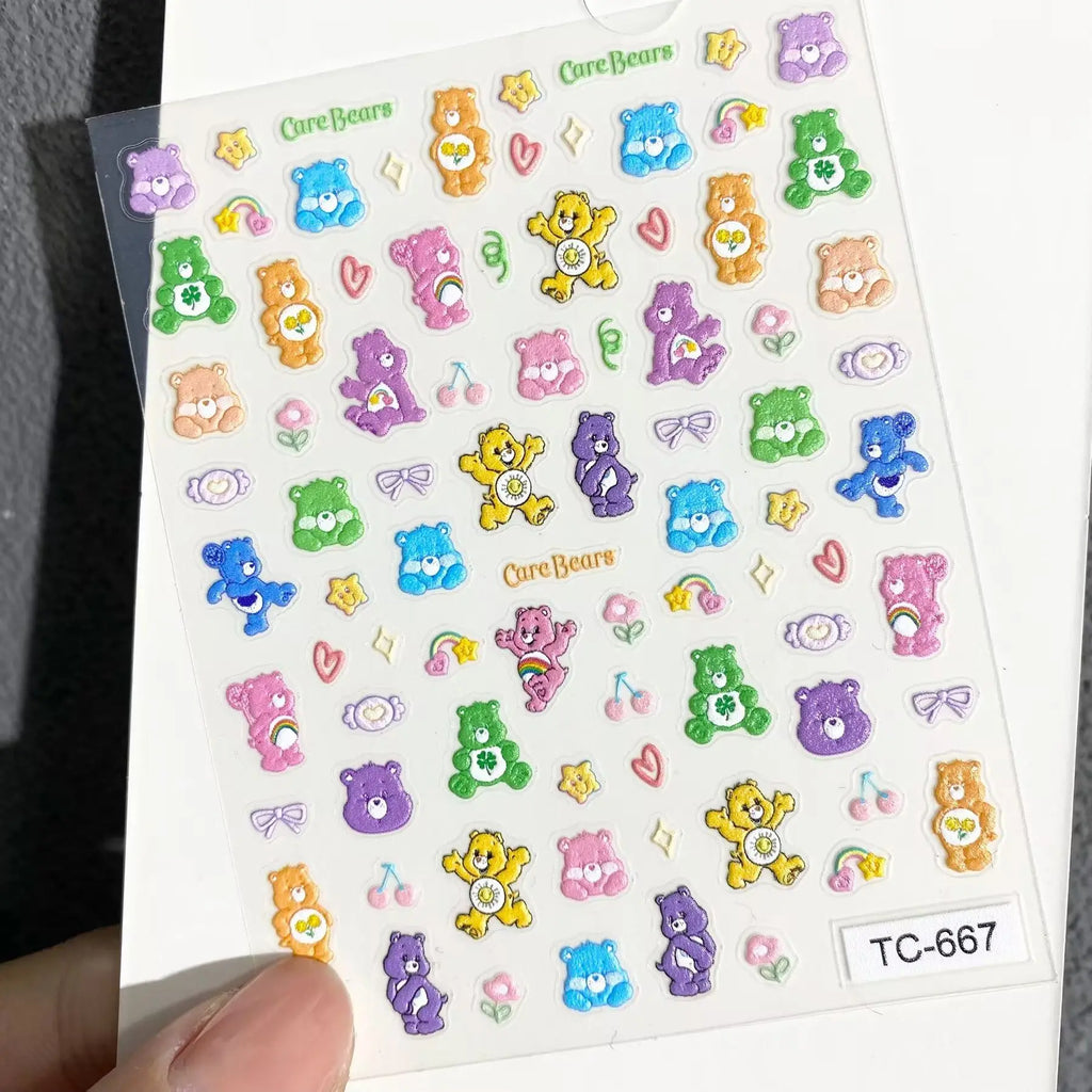 Stickers ongles 3D en relief – Bisounours – vue 7 | BubuKawaii
